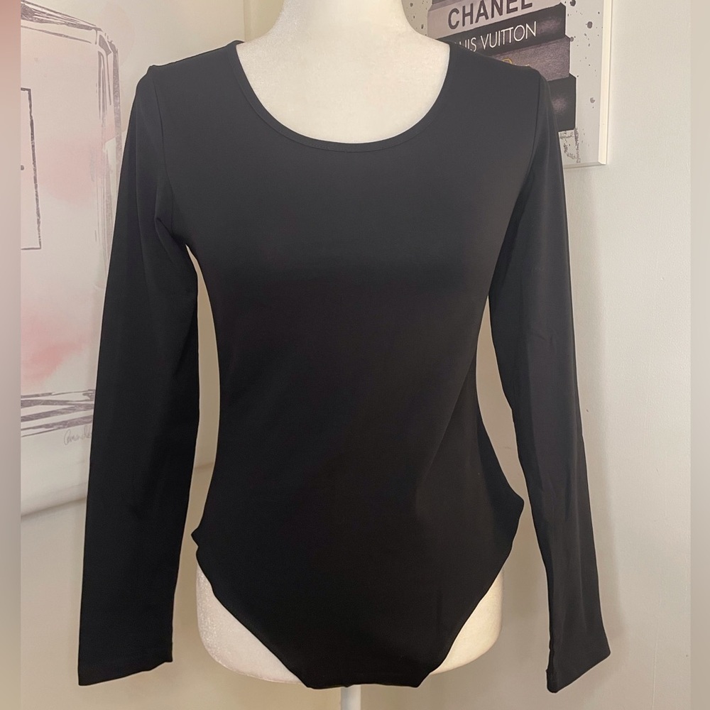 Mangopop Long Sleeve Bodysuit Black Size Medium